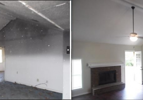 A room with a fireplace and a fireplace, highlighting home renovation in Cave Spring