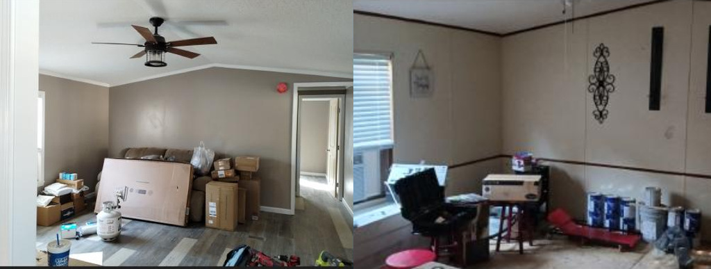 A room with boxes and a table, showcasing home improvement services in Cave Spring